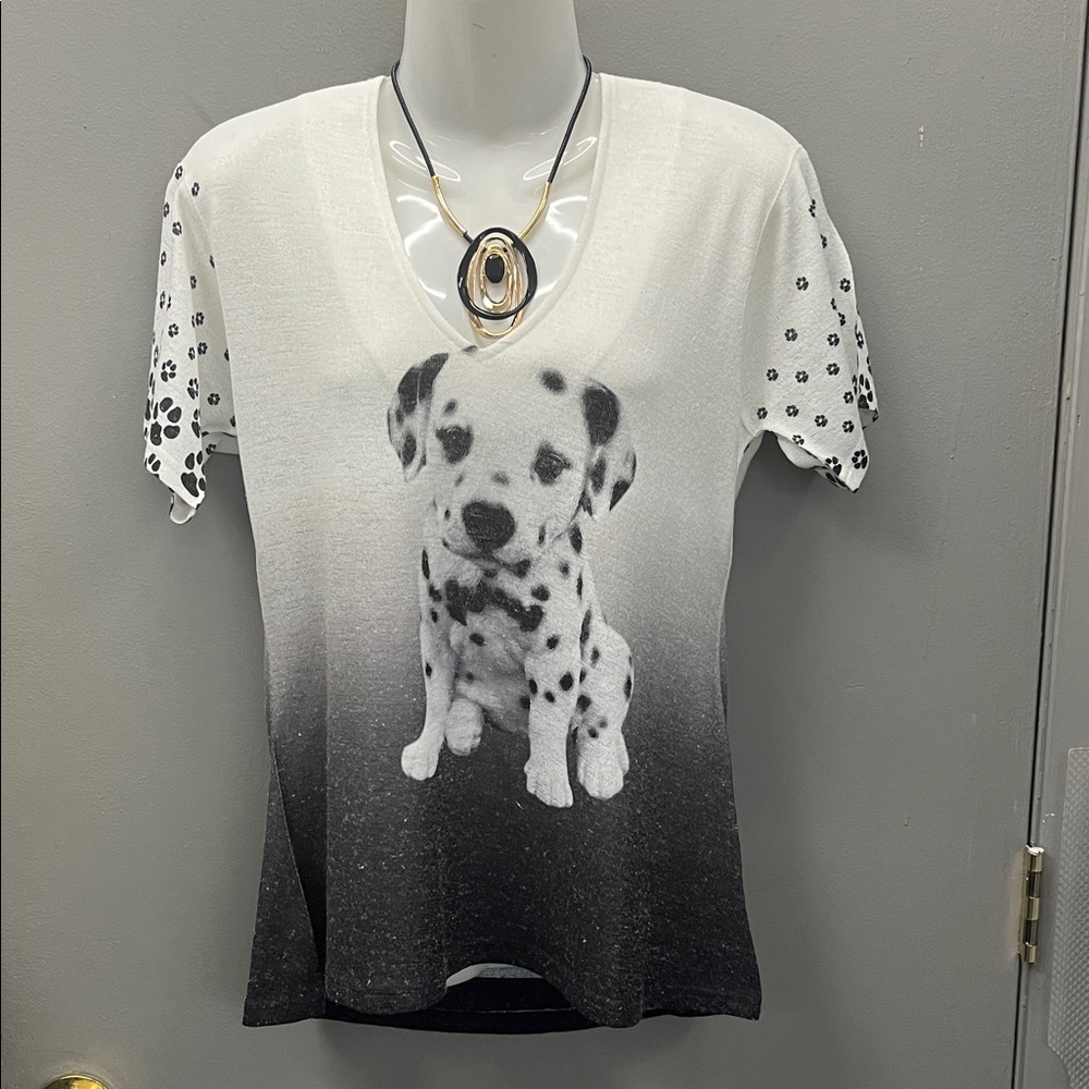 Women's Black and White Dalmatian Print Blouse